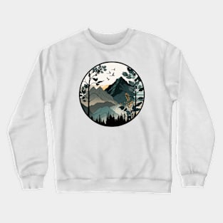 beautiful mountain view, vintage style Crewneck Sweatshirt